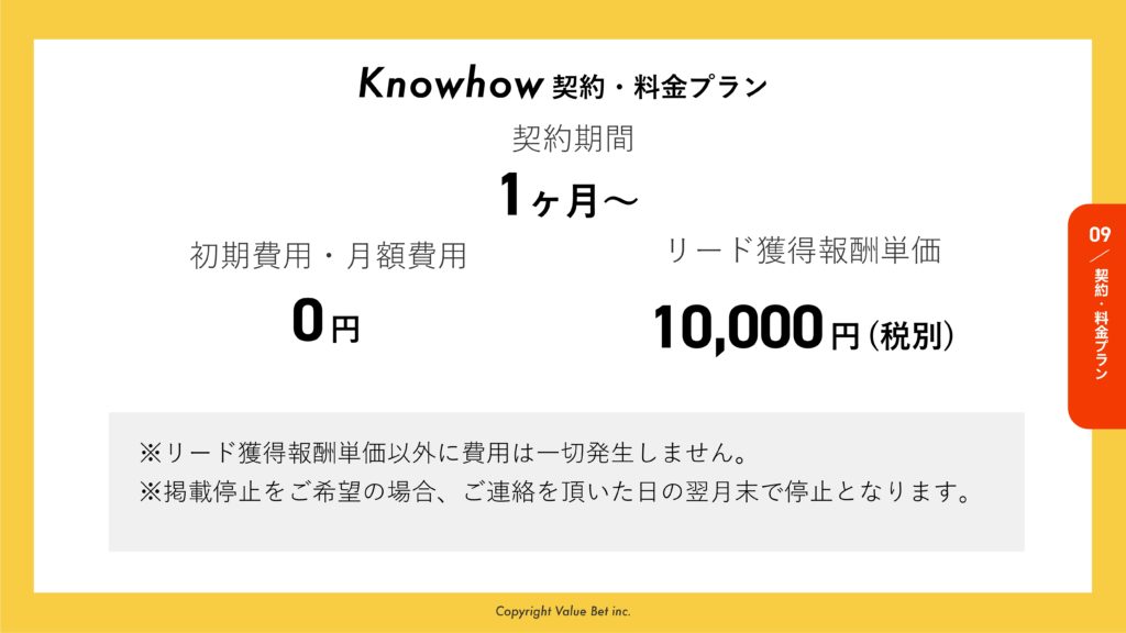 Knowhowの料金プラン